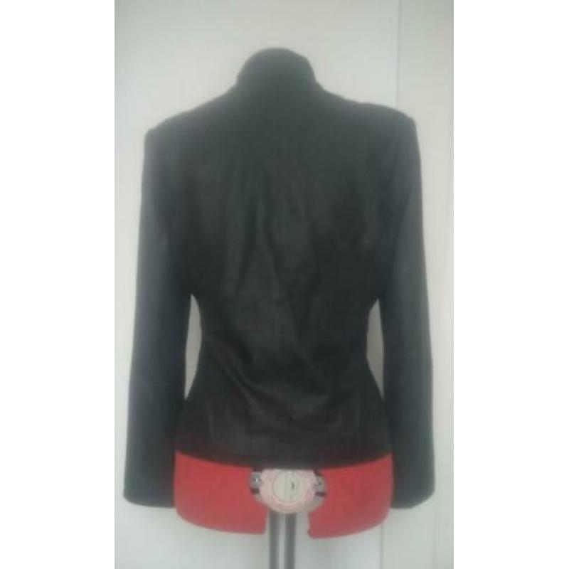 Donkerbruine jas, leer, maat 40