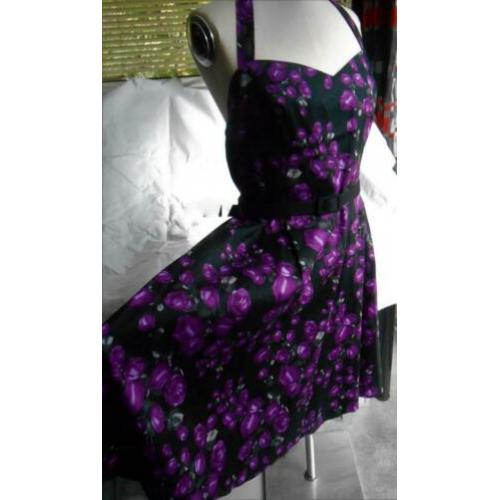 Black butterfly 50s rockabilly retro pin-up jurk mt L - XL