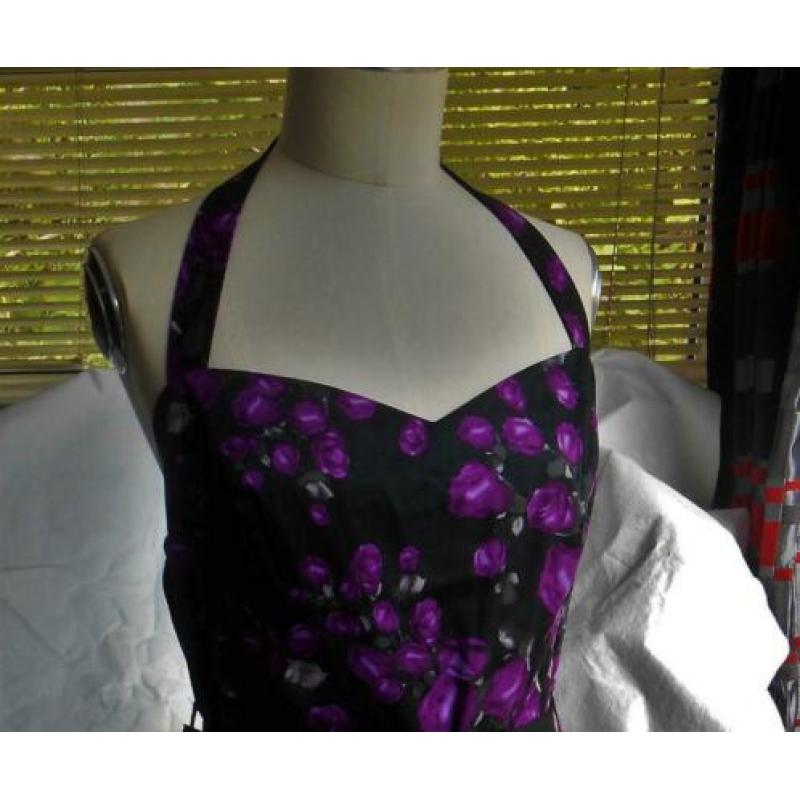 Black butterfly 50s rockabilly retro pin-up jurk mt L - XL