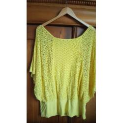 Classic jeans bootleg 48 - Sunny top crochet geel maat XXL