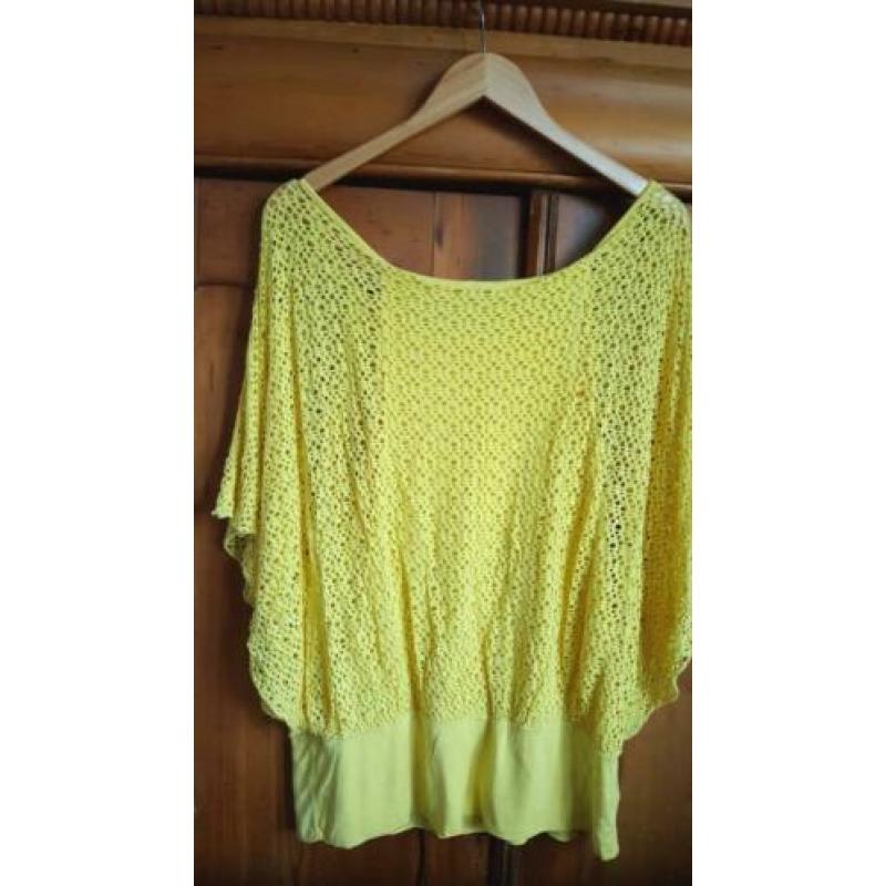 Classic jeans bootleg 48 - Sunny top crochet geel maat XXL