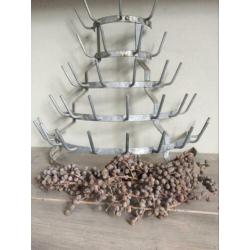 brocante zinken flessenrek tafelmodel rek vintage flessenrek
