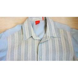 BOSS ORANGE lichtblauwe heren blouse. korte mouwen, maat M/L