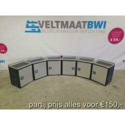 Partij BOTT kasten met deur aluminium kast 6 voor €150,- bus