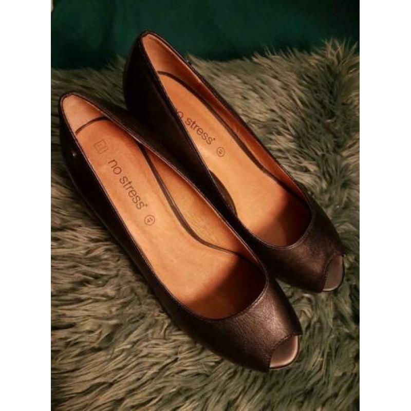 Hakken / pumps maat 41 Manfield zwart leer no stress
