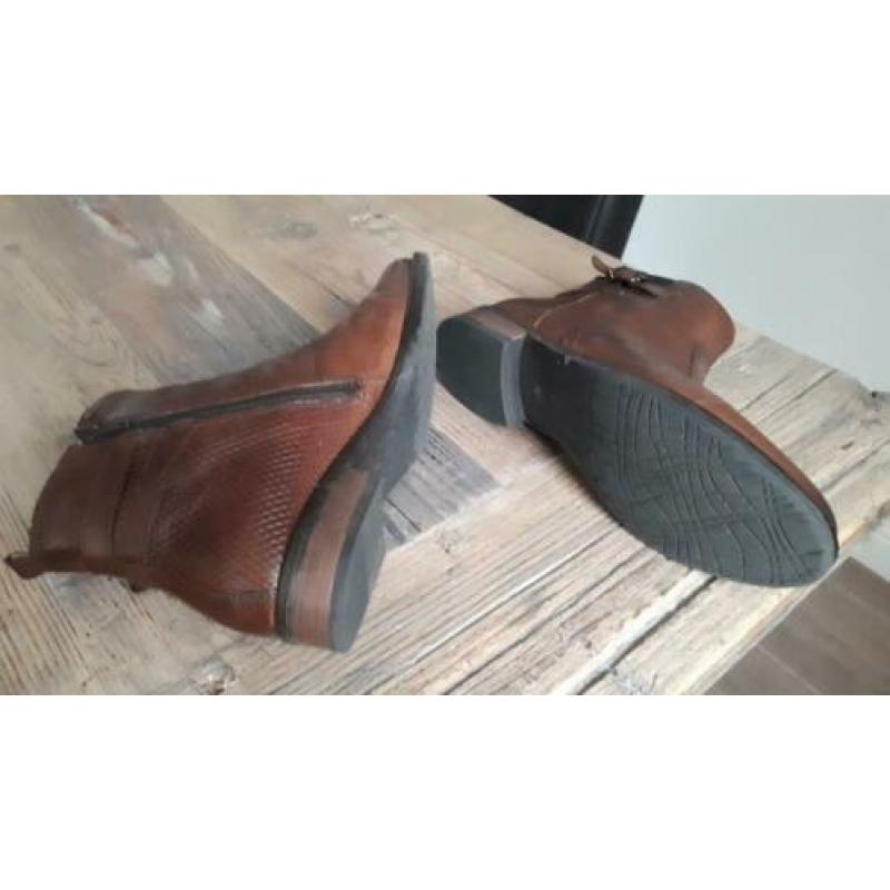 Enkellaarsjes bruin 39, echt leer, als nieuw!!