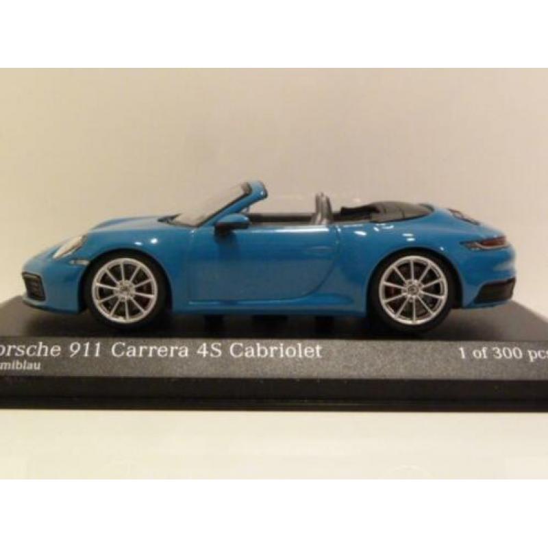 Minichamps Porsche 911 992 Carrera 4S Cabrio Blauw 2019 1:43