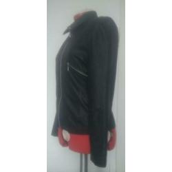 Donkerbruine jas, leer, maat 40