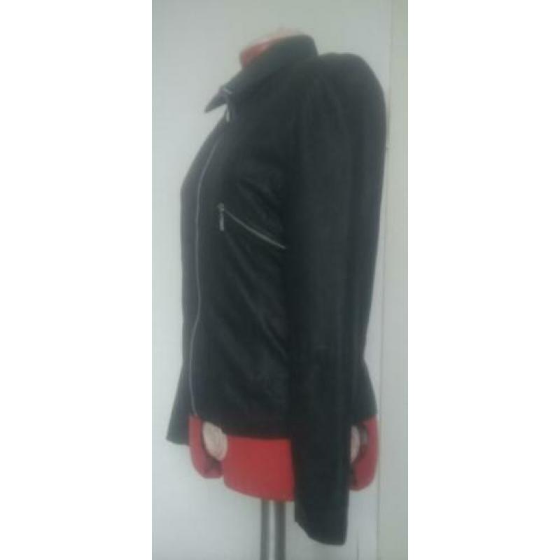 Donkerbruine jas, leer, maat 40
