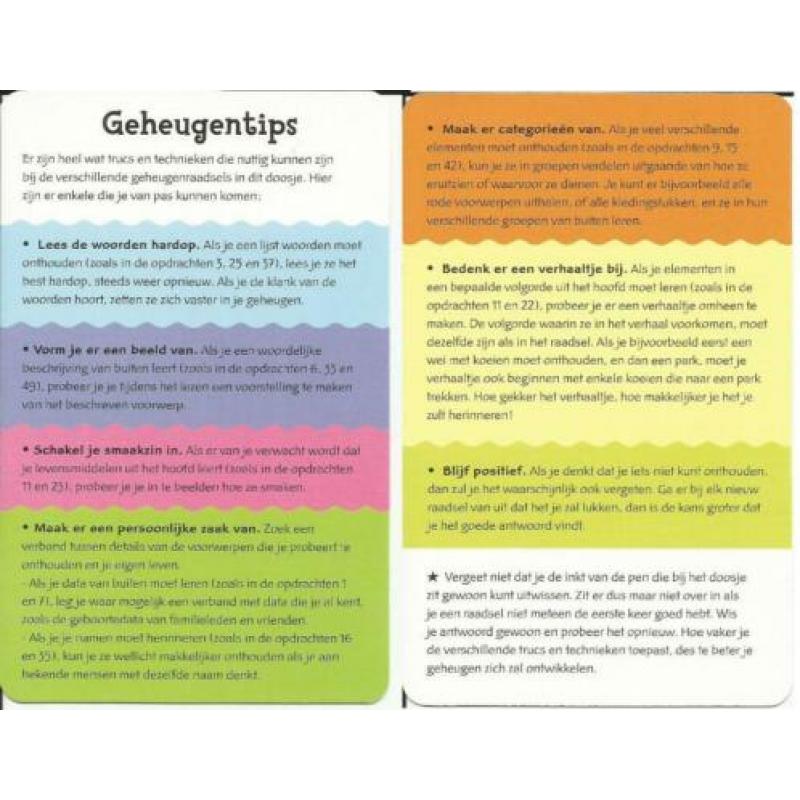 Geheugen raadsels incl. uitwisbare pen / activiteitenkaarten