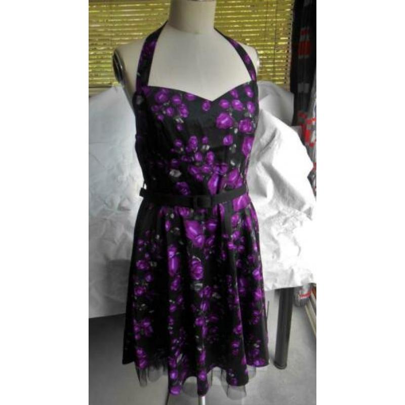 Black butterfly 50s rockabilly retro pin-up jurk mt L - XL