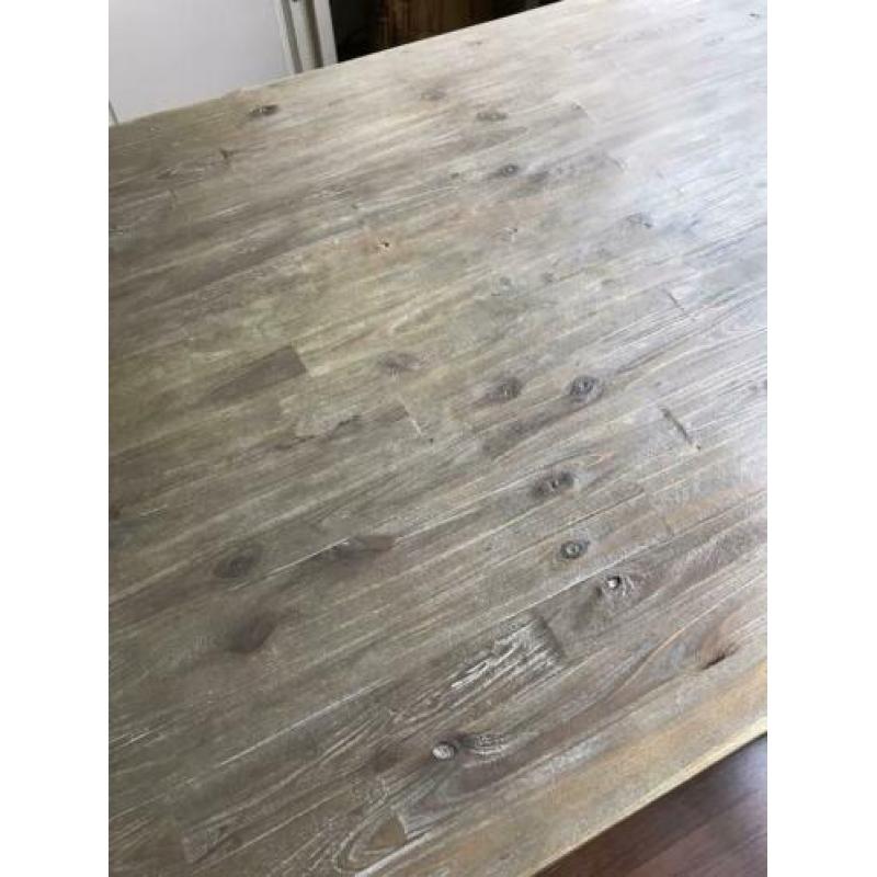 Eettafel met blad van acaciahout 1.60 bij 0.90