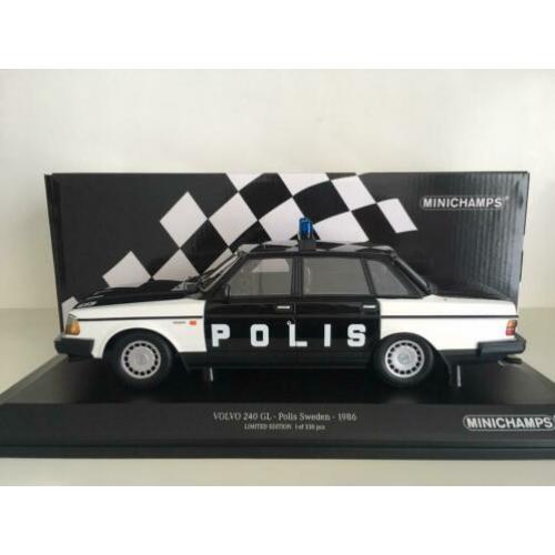 Volvo 240 GL Politie Zweden 1986 1:18 (nieuw)