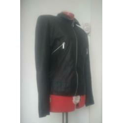 Donkerbruine jas, leer, maat 40