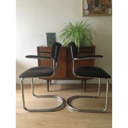 Buisframe stoelen zwart (De Wit | Gispen | Ahrend?)