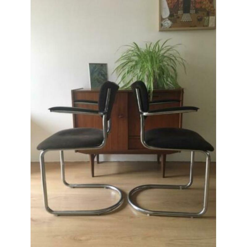 Buisframe stoelen zwart (De Wit | Gispen | Ahrend?)