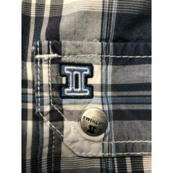 Heren overhemd blauw geblokt Twinlife. XL