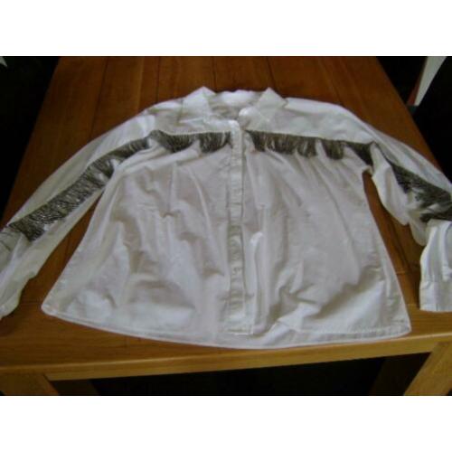 Nieuwe witte Zara Trafaluc blouse met franjes, mt S = M
