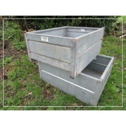 Industriële zinken transportbak houtbak plantenbak (82 cm)