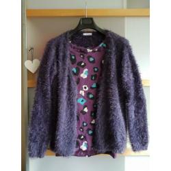 Heerlijk fluffy paars vestje Miss Etam mt XXL of 46