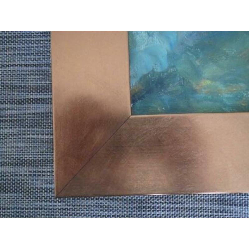 Schilderij op doek met mooie donkerkoperkleurige lijst