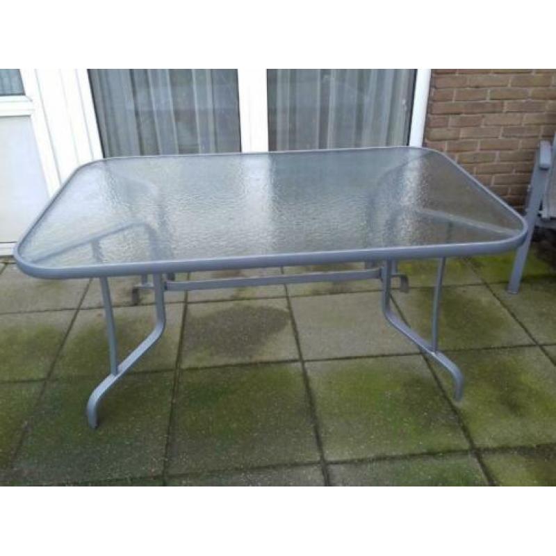 Tuintafel met 4 standenstoelen lichtmetaal
