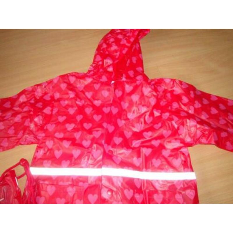 rood hartjes regenpak 110/116