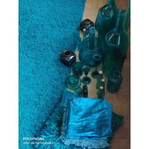Glazen accessoires 27 stuks aqua groenblauw