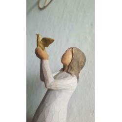 willow tree beeldje, meisje met gouden duif