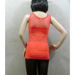Sexy Rode Top met transparante inzet maat S (362)