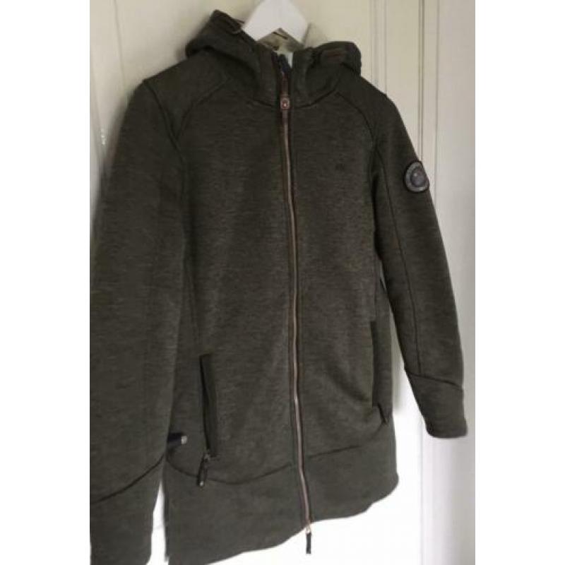 Human nature mosgroen lang warm vest