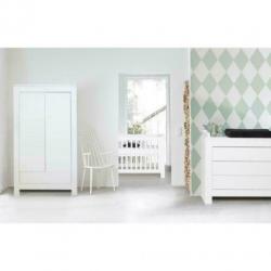 Kledingkast, commode en wandrek (hoogglans, wit)