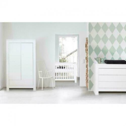 Kledingkast, commode en wandrek (hoogglans, wit)