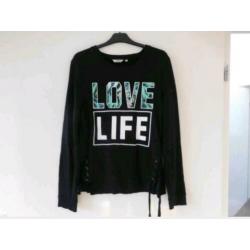 Zwarte trui / sweater Coolcat Love Life maat XL NIEUW