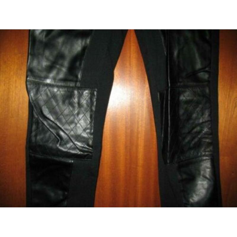Zwarte broek met nepleren voorkant maat M merk MISS OK
