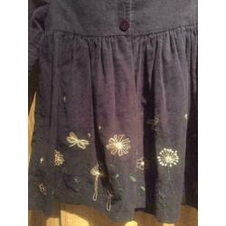 Blauw meisje rib jurk, maat: 92/98