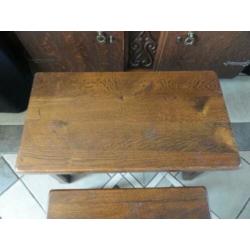Massief Eikenhouten Bijzettafel Set (3-Delig)