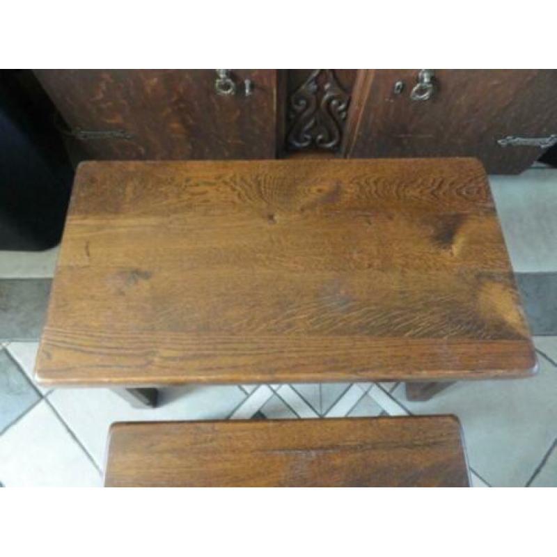 Massief Eikenhouten Bijzettafel Set (3-Delig)