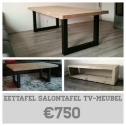 Tv-meubel balken steigerhout met staal
