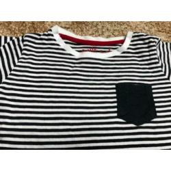 T-shirt maat 86 korte mouw donker blauw/wit
