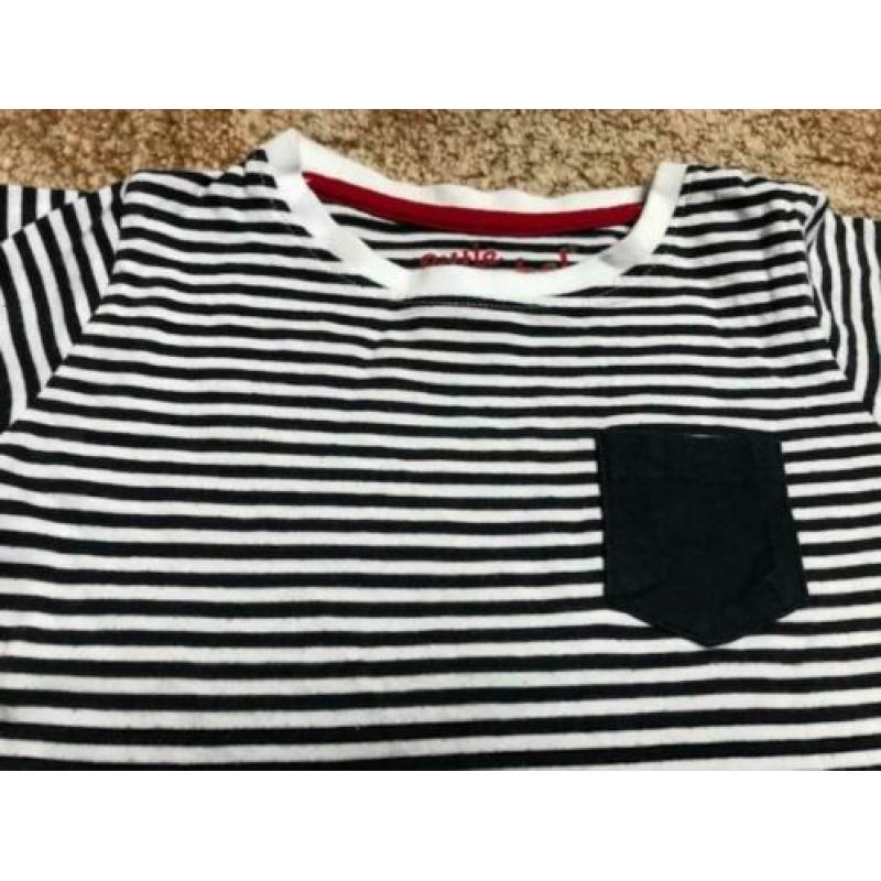 T-shirt maat 86 korte mouw donker blauw/wit