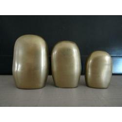 Set van 3 vintage uiltjes - koper of messing