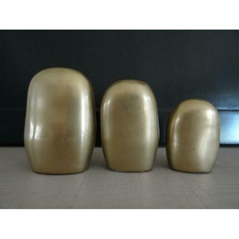 Set van 3 vintage uiltjes - koper of messing