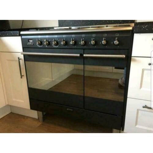 SMEG gas fornuis 6 pits 2 ovens zwart