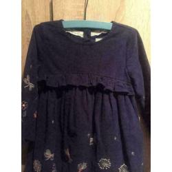 Blauw meisje rib jurk, maat: 92/98