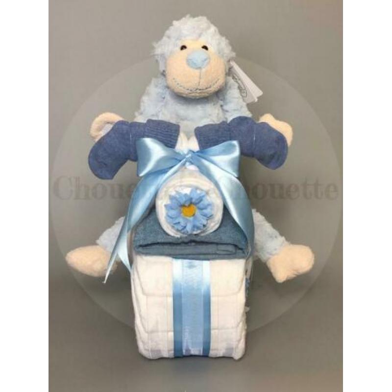 Gratis verzending Luiertaart Motor luiermotor Aap blauw