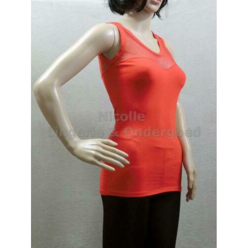 Sexy Rode Top met transparante inzet maat S (362)