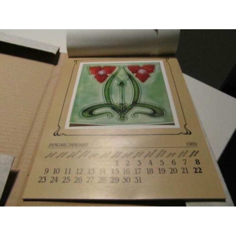 Vintage Jugendstil kalender met 12 zelfklevende stickers