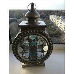 Sierlijke Zilverkleurige Windlicht Barok hoog 46 cm