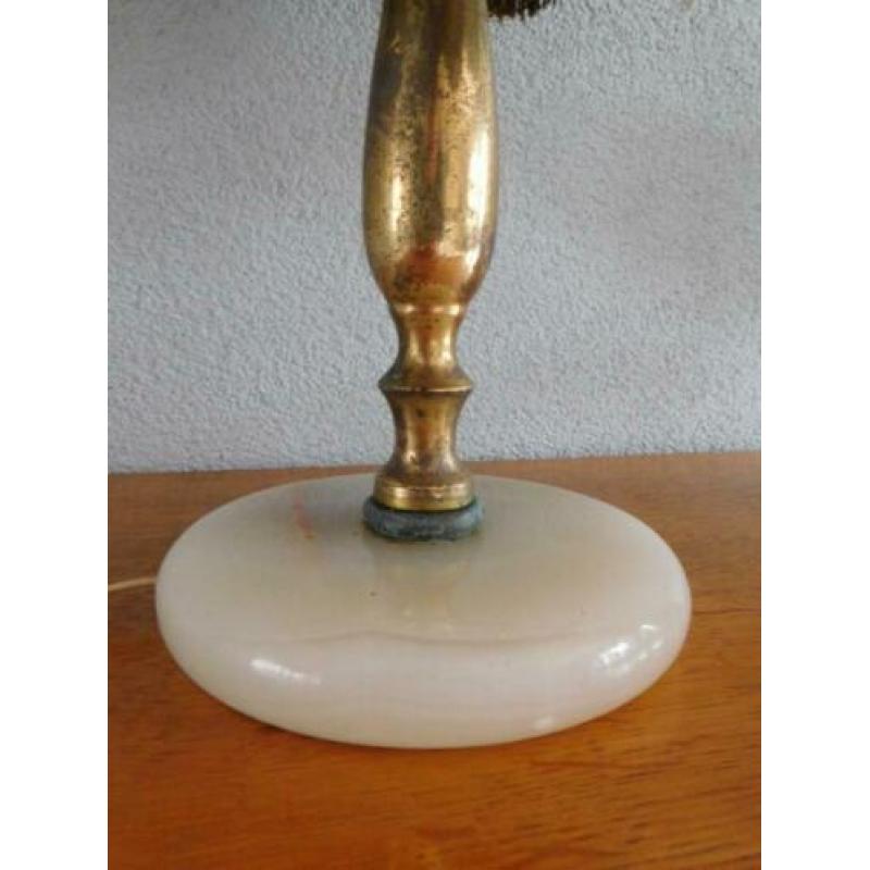 Hollywood regency, boho, vintage tafellamp, marmer&messing